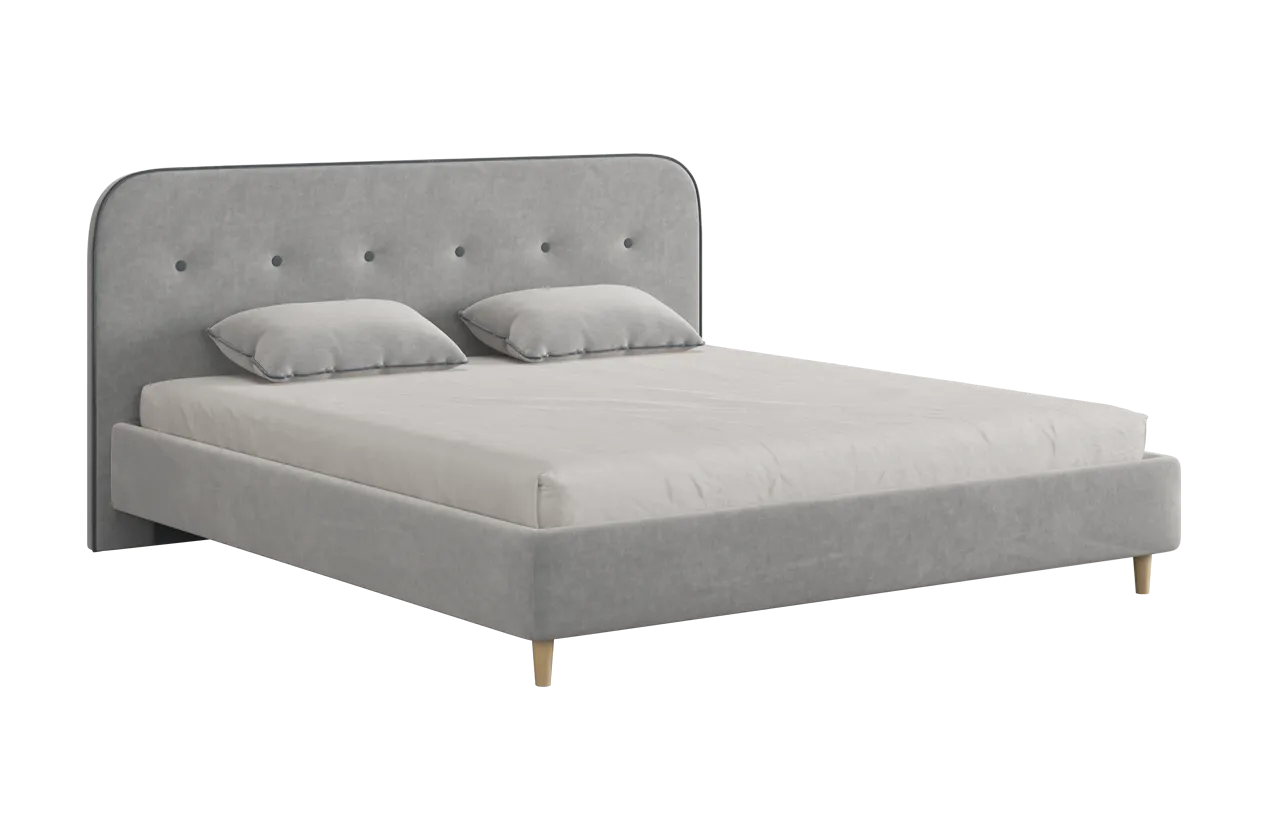 Кровать с основанием Лео 180х200 см галька (велюр)/графит (велюр) в Увате - uvat.mebel-tymen.ru | фото