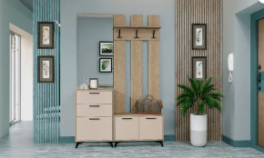 ЕВА Прихожая, ЛДСП Дуб экспрессив песочный / ЛДСП Сатин в Увате - uvat.mebel-tymen.ru | фото