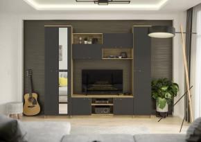 Гостиная Герда Дуб крафт серый/Антрацит в Увате - uvat.mebel-tymen.ru | фото