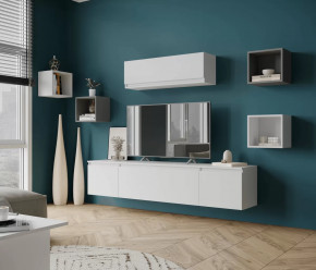 Гостиная МЭНКС №2 Белый/Белый-Серый графит в Увате - uvat.mebel-tymen.ru | фото