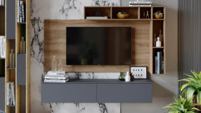 Гостиная «Порто» №1 Яблоня Беллуно, Графит софт в Увате - uvat.mebel-tymen.ru | фото