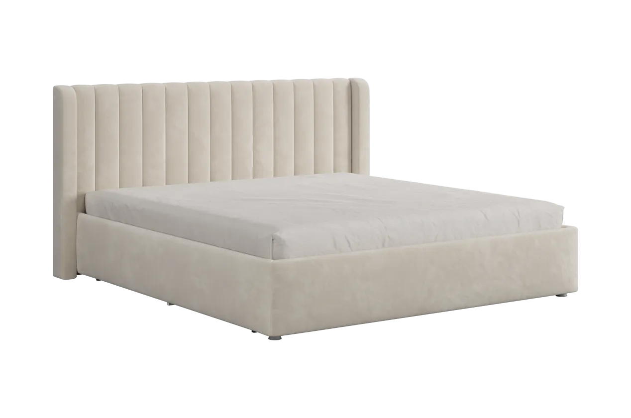 Кровать (каркас) Ева 180х200 см крем (велюр) в Увате - uvat.mebel-tymen.ru | фото