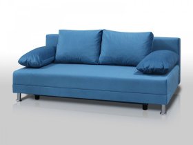 Диван Комфорт без подлокотников 4 подушки микровелюр голубой в Увате - uvat.mebel-tymen.ru | фото