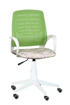 Кресло Ирис WHITE, сетка W (салатовая)/ткань Т54 (единорог) (подлокот.084) белая крестовина в Увате - uvat.mebel-tymen.ru | фото