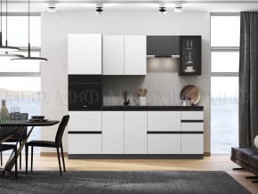 Кухня Техно-6 2,4м (Графит/Белый снег софт/Графит софт) в Увате - uvat.mebel-tymen.ru | фото