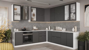 Кухонный гарнитур «Белладжио» №13 Белый, Софт графит в Увате - uvat.mebel-tymen.ru | фото