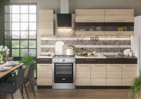 Кухонный гарнитур Маша 2,0 м венге/дуб сонома в Увате - uvat.mebel-tymen.ru | фото