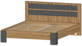 Ленора Кровать 1600 Дуб вотан/Графит в Увате - uvat.mebel-tymen.ru | фото