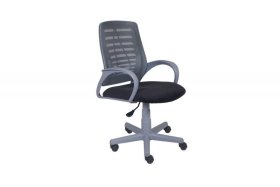 Кресло Ирис пластик серый-сетка серая/ткань NEO-26 (флок) серая (подл.пластик серый)/осн.пластик серый в Увате - uvat.mebel-tymen.ru | фото