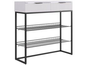 Обувница Классная 1 белое дерево/белый матовый/черный муар в Увате - uvat.mebel-tymen.ru | фото