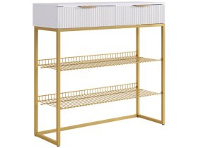 Обувница Классная 1 белое дерево/белый матовый/золото в Увате - uvat.mebel-tymen.ru | фото