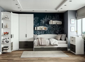 Подростковая Лавис, набор №БГС-1, белый/графит софт, белый софт в Увате - uvat.mebel-tymen.ru | фото