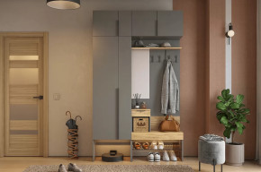 Прихожая Баско К6 графит/дуб крафт золотой в Увате - uvat.mebel-tymen.ru | фото