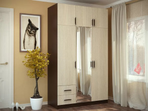 Шкаф 3-х створчатый с перегородкой венге/лоредо БТС в Увате - uvat.mebel-tymen.ru | фото