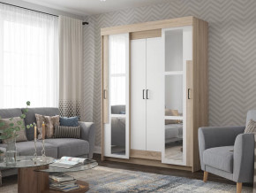 Шкаф купе Victor с зеркалами Сонома-Белый в Увате - uvat.mebel-tymen.ru | фото