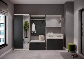 СОНАТА  ПРИХОЖАЯ №КБ-1, ЛДСП крафт белый/ЛДСП антрацит в Увате - uvat.mebel-tymen.ru | фото