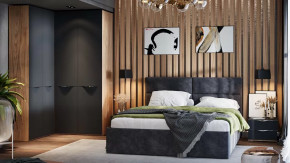 Спальный гарнитур «Глосс» №9 Яблоня Беллуно, Стекло Графит матовый в Увате - uvat.mebel-tymen.ru | фото