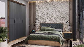 Спальный гарнитур «Хилтон» №2 Дуб Крафт золотой, Графит матовый в Увате - uvat.mebel-tymen.ru | фото