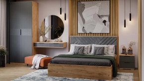 Спальный гарнитур «Хилтон» №3 Дуб Крафт золотой, Графит матовый в Увате - uvat.mebel-tymen.ru | фото