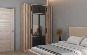 Спальный гарнитур Вегас (ЛДСП Дуб золотой / ЛДСП Черный) в Увате - uvat.mebel-tymen.ru | фото