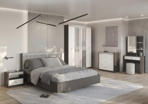 СТЕФАНИ Спальня №1, ЛДСП Графит-МДФ Серый софт/ЛДСП Рамух белый в Увате - uvat.mebel-tymen.ru | фото