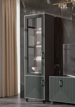 Стеклопенал Квадро М-1 серый графит/софт пестовый в Увате - uvat.mebel-tymen.ru | фото