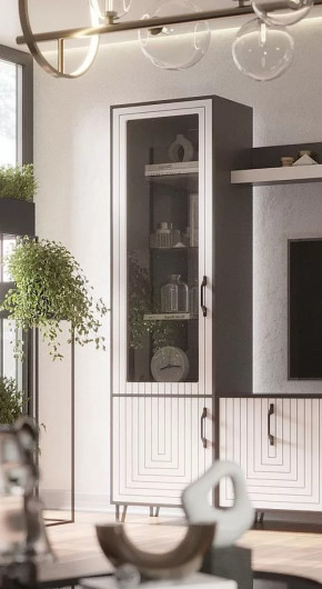 Стеклопенал Квадро М-1 серый графит/софт вайт в Увате - uvat.mebel-tymen.ru | фото