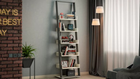 Стеллаж тип 15 Дуб крафт белый, Графит Серый в Увате - uvat.mebel-tymen.ru | фото