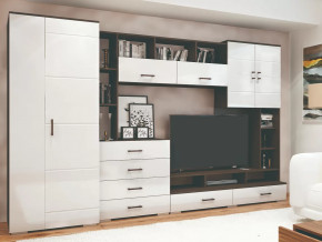 Стенка Коста МДФ Венге-белый глянец в Увате - uvat.mebel-tymen.ru | фото