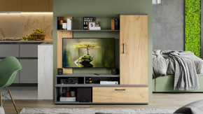 Стенка «Сиена» Графит Серый, Дуб Крафт золотой в Увате - uvat.mebel-tymen.ru | фото