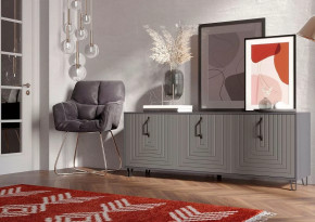 Тумба Квадро М-6, ЛДСП серый графит/МДФ софт графит в Увате - uvat.mebel-tymen.ru | фото